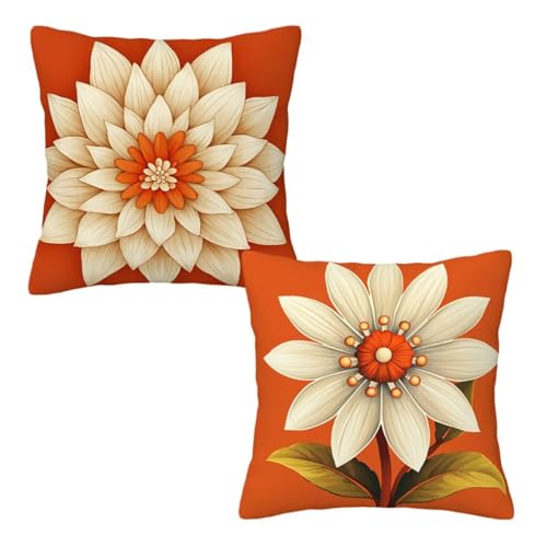 Kopfkissenbezug 40x40 cm 2er Set Orange Dekokissen Kissenbezüge, Samt Sofakissen Kopfkissenbezug, Deko Kissen Blumen Muster Beidseitiger Druck für Herbst Deko Wohnzimmer, Geschenke für Frauen Z-59 Kopfkissenbezug 40x40 cm 2er Set Orange Dekokissen Kissenbezüge, Samt Sofakissen Kopfkissenbezug, Deko Kissen Blumen Muster Beidseitiger Druck für Herbst Deko Wohnzimmer, Geschenke für Frauen Z-59 von Linncen