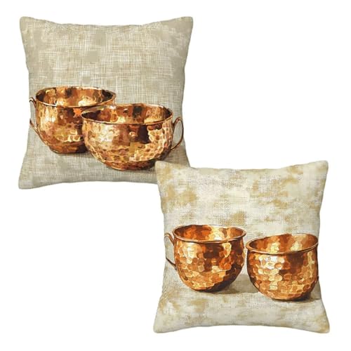 Kopfkissenbezug 40x40 cm 2er Set Retro Dekokissen Kissenbezüge, Samt Sofakissen Kopfkissenbezug, Deko Kissen Abstrakt Muster Beidseitiger Druck für Herbst Deko Wohnzimmer, Geschenke für Frauen Z-3 von Linncen