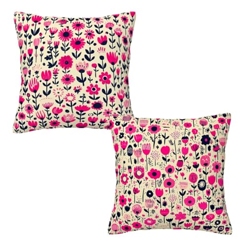 Kopfkissenbezug 45x45 cm 2er Set Creme Dekokissen Kissenbezüge, Samt Sofakissen Kopfkissenbezug, Deko Kissen Rosa Blumen Muster Beidseitiger Druck für Herbst Deko Wohnzimmer, Geschenke für Frauen H-31 Kopfkissenbezug 45x45 cm 2er Set Creme Dekokissen Kissenbezüge, Samt Sofakissen Kopfkissenbezug, Deko Kissen Rosa Blumen Muster Beidseitiger Druck für Herbst Deko Wohnzimmer, Geschenke für Frauen H-31 von Linncen