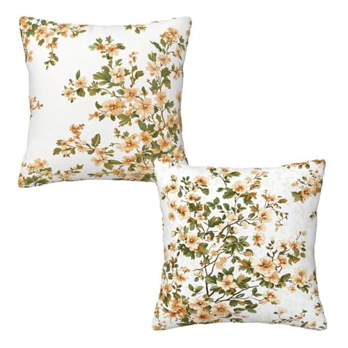 Kopfkissenbezug 45x45 cm 2er Set Weiß Dekokissen Kissenbezüge, Samt Sofakissen Kopfkissenbezug, Deko Kissen Blumen Muster Beidseitiger Druck für Herbst Deko Wohnzimmer Sofa, Geschenke für Frauen A-95 Kopfkissenbezug 45x45 cm 2er Set Weiß Dekokissen Kissenbezüge, Samt Sofakissen Kopfkissenbezug, Deko Kissen Blumen Muster Beidseitiger Druck für Herbst Deko Wohnzimmer Sofa, Geschenke für Frauen A-95 von Linncen