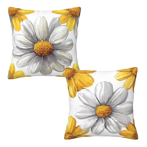 Kopfkissenbezug 55x55 cm 2er Set Weiß Dekokissen Kissenbezüge, Samt Sofakissen Kopfkissenbezug, Deko Kissen Gelbe Blumen Muster Beidseitiger Druck für Herbst Deko Wohnzimmer, Geschenke für Frauen H-39 Kopfkissenbezug 55x55 cm 2er Set Weiß Dekokissen Kissenbezüge, Samt Sofakissen Kopfkissenbezug, Deko Kissen Gelbe Blumen Muster Beidseitiger Druck für Herbst Deko Wohnzimmer, Geschenke für Frauen H-39 von Linncen