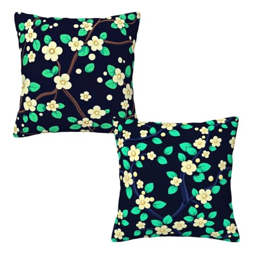 Kopfkissenbezug 60x60 2er Set Schwarz Dekokissen Kissenbezüge, Samt Sofakissen Kopfkissenbezug, Deko Kissen Grüne Blumen Muster Beidseitiger Druck für Herbst Deko Wohnzimmer, Geschenke für Frauen Z-57 Kopfkissenbezug 60x60 2er Set Schwarz Dekokissen Kissenbezüge, Samt Sofakissen Kopfkissenbezug, Deko Kissen Grüne Blumen Muster Beidseitiger Druck für Herbst Deko Wohnzimmer, Geschenke für Frauen Z-57 von Linncen