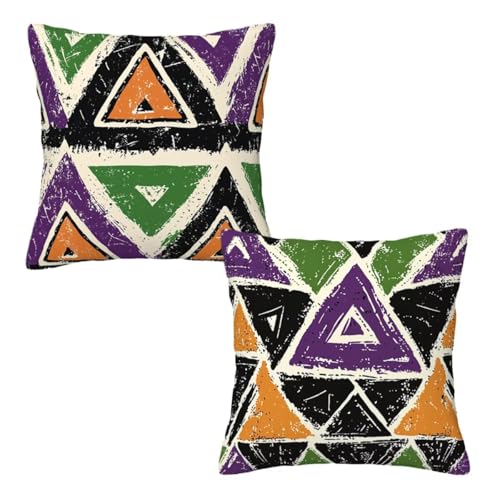 Kopfkissenbezug 60x60 cm 2er Set Boho Dekokissen Kissenbezüge, Samt Sofakissen Kopfkissenbezug, Deko Kissen Geometrie Muster Beidseitiger Druck für Herbst Deko Wohnzimmer, Geschenke für Frauen E-95 von Linncen