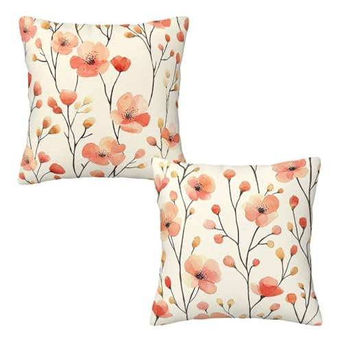 Kopfkissenbezug 65x65 cm 2er Set Beige Dekokissen Kissenbezüge, Samt Sofakissen Kopfkissenbezug, Deko Kissen Rosa Blumen Muster Beidseitiger Druck für Herbst Deko Wohnzimmer, Geschenke für Frauen H-61 Kopfkissenbezug 65x65 cm 2er Set Beige Dekokissen Kissenbezüge, Samt Sofakissen Kopfkissenbezug, Deko Kissen Rosa Blumen Muster Beidseitiger Druck für Herbst Deko Wohnzimmer, Geschenke für Frauen H-61 von Linncen
