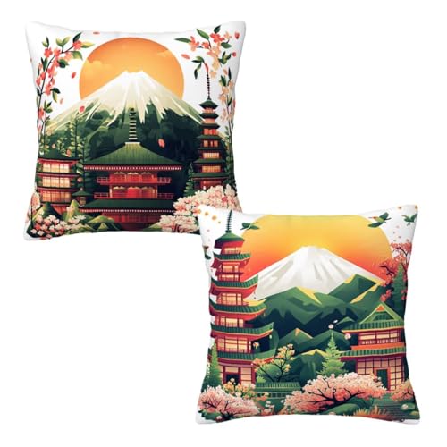 Kopfkissenbezug 65x65 cm 2er Set Bunt Dekokissen Kissenbezüge, Samt Sofakissen Kopfkissenbezug, Deko Kissen Japan Muster Beidseitiger Druck für Herbst Deko Wohnzimmer Sofa, Geschenke für Frauen E-3 Kopfkissenbezug 65x65 cm 2er Set Bunt Dekokissen Kissenbezüge, Samt Sofakissen Kopfkissenbezug, Deko Kissen Japan Muster Beidseitiger Druck für Herbst Deko Wohnzimmer Sofa, Geschenke für Frauen E-3 von Linncen