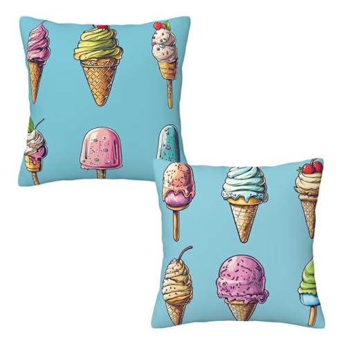 Kopfkissenbezug 80x80 cm 2er Set Blau Dekokissen Kissenbezüge, Samt Sofakissen Kopfkissenbezug, Deko Kissen Niedlich Muster Beidseitiger Druck für Herbst Deko Wohnzimmer, Geschenke für Frauen H-41 von Linncen
