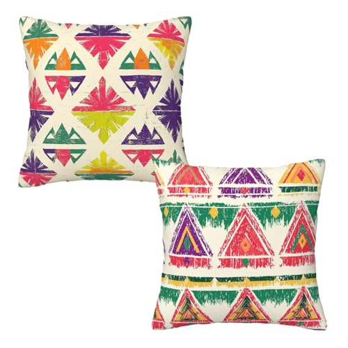 Kopfkissenbezug 80x80 cm 2er Set Boho Dekokissen Kissenbezüge, Samt Sofakissen Kopfkissenbezug, Deko Kissen Bunt Muster Beidseitiger Druck für Herbst Deko Wohnzimmer Sofa, Geschenke für Frauen Z-97 Kopfkissenbezug 80x80 cm 2er Set Boho Dekokissen Kissenbezüge, Samt Sofakissen Kopfkissenbezug, Deko Kissen Bunt Muster Beidseitiger Druck für Herbst Deko Wohnzimmer Sofa, Geschenke für Frauen Z-97 von Linncen