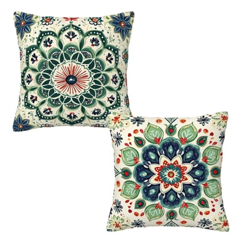 Kopfkissenbezug 80x80 cm 2er Set Boho Dekokissen Kissenbezüge, Samt Sofakissen Kopfkissenbezug, Deko Kissen Salbeigrün Muster Beidseitiger Druck für Herbst Deko Wohnzimmer, Geschenke für Frauen Z-87 Kopfkissenbezug 80x80 cm 2er Set Boho Dekokissen Kissenbezüge, Samt Sofakissen Kopfkissenbezug, Deko Kissen Salbeigrün Muster Beidseitiger Druck für Herbst Deko Wohnzimmer, Geschenke für Frauen Z-87 von Linncen