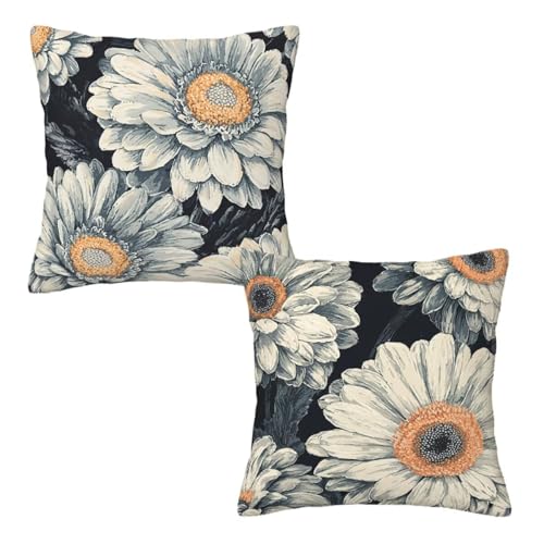 Kopfkissenbezug 80x80 cm 2er Set Grau Dekokissen Kissenbezüge, Samt Sofakissen Kopfkissenbezug, Deko Kissen Blumen Muster Beidseitiger Druck für Herbst Deko Wohnzimmer Sofa, Geschenke für Frauen H-21 Kopfkissenbezug 80x80 cm 2er Set Grau Dekokissen Kissenbezüge, Samt Sofakissen Kopfkissenbezug, Deko Kissen Blumen Muster Beidseitiger Druck für Herbst Deko Wohnzimmer Sofa, Geschenke für Frauen H-21 von Linncen