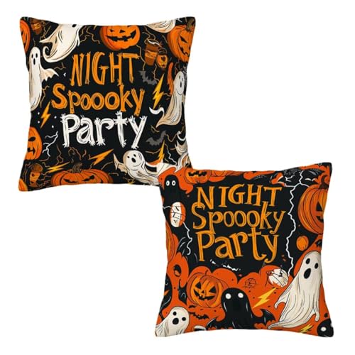 Kopfkissenbezug 80x80 cm 2er Set Halloween Dekokissen Kissenbezüge, Samt Sofakissen Kopfkissenbezug, Deko Kissen Orange Muster Beidseitiger Druck für Herbst Deko Wohnzimmer, Geschenke für Frauen H-85 Kopfkissenbezug 80x80 cm 2er Set Halloween Dekokissen Kissenbezüge, Samt Sofakissen Kopfkissenbezug, Deko Kissen Orange Muster Beidseitiger Druck für Herbst Deko Wohnzimmer, Geschenke für Frauen H-85 von Linncen