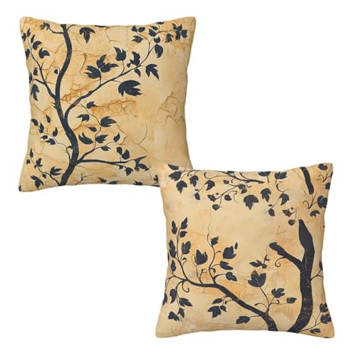 Kopfkissenbezug 80x80 cm 2er Set Retro Dekokissen Kissenbezüge, Samt Sofakissen Kopfkissenbezug, Deko Kissen Anlage Muster Beidseitiger Druck für Herbst Deko Wohnzimmer Sofa, Geschenke für Frauen Z-1 von Linncen