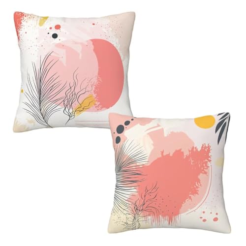 Kopfkissenbezug 80x80 cm 2er Set Rosa Dekokissen Kissenbezüge, Samt Sofakissen Kopfkissenbezug, Deko Kissen Abstrakt Muster Beidseitiger Druck für Herbst Deko Wohnzimmer Sofa, Geschenke für Frauen D-9 von Linncen