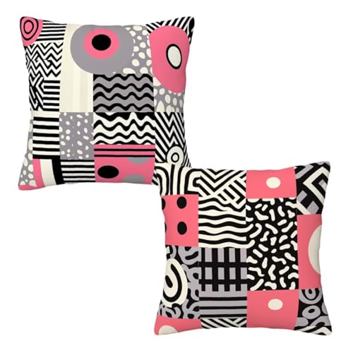 Kopfkissenbezug 80x80 cm 2er Set Rosa Dekokissen Kissenbezüge, Samt Sofakissen Kopfkissenbezug, Deko Kissen Geometrie Muster Beidseitiger Druck für Herbst Deko Wohnzimmer, Geschenke für Frauen Z-47 Kopfkissenbezug 80x80 cm 2er Set Rosa Dekokissen Kissenbezüge, Samt Sofakissen Kopfkissenbezug, Deko Kissen Geometrie Muster Beidseitiger Druck für Herbst Deko Wohnzimmer, Geschenke für Frauen Z-47 von Linncen