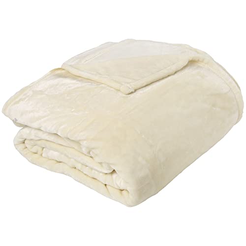 Linnea Fleecedecke, Microvelours, 240 x 260 cm, elfenbeinfarben von Linnea