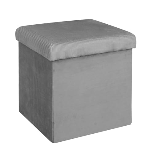 Linnea Home Deco Factory Sitztruhe, faltbar, platzsparend, Samt, Grau von Linnea