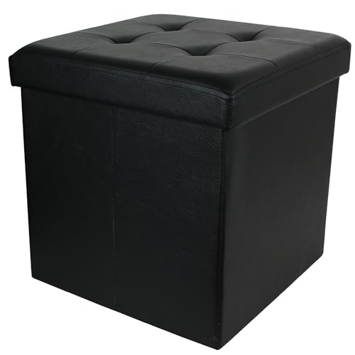 Linnea Truhe Sitztruhe Sitztruhe Zierhocker 38x38x38 cm Steppoptik Schwarz von Linnea