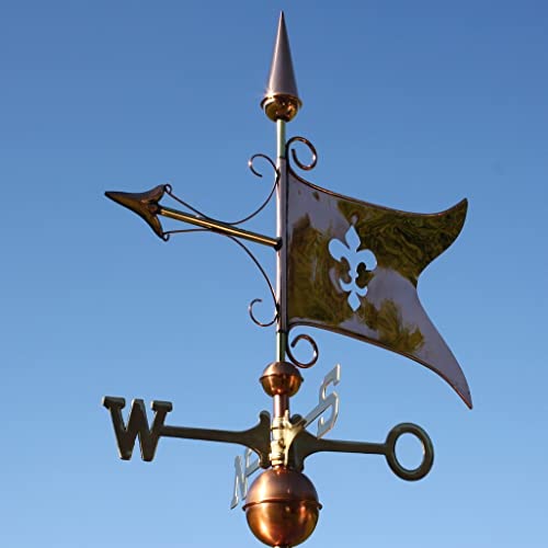 Große Wetterfahne 188 – Banner aus Kupfer mit Lilienmotiv – Windrichtungsanzeiger, Windfahne von Linneborn Metallwaren GmbH