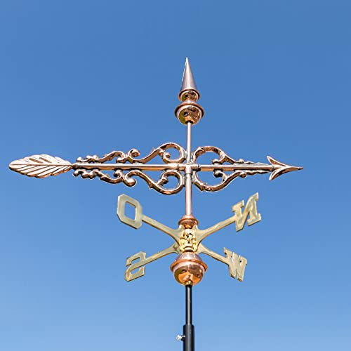 Mittelgroße Wetterfahne 433 – verschnörkelter Pfeil aus Kupfer von LINNEBORN METALLWAREN FÜR HAUS UND GARTEN