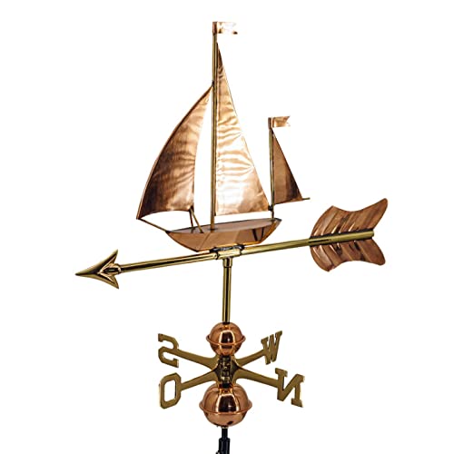 Mittelgroße Wetterfahne 446 – Segelboot aus Kupfer von LINNEBORN METALLWAREN FÜR HAUS UND GARTEN