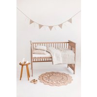 Neutrale Vichykaro Bettwäsche Für Baby Kleinkind, Karierte Bettwäsche-Set Kinderzimmer, Naturleinen Krippe Kinderbett Bettbezug Kissenbezug von LinneriKids