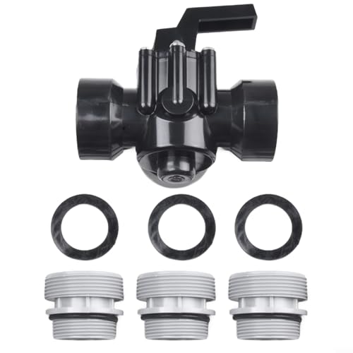 Linnkyfloa ABS 3 Wege Ersatz Umstellventil für Schwimmbadpumpe Schlauchanschluss 1,5 Zoll Schwarz Fitting mit Innengewinde oben und Außengewinde für Durchflussrichtung von Linnkyfloa