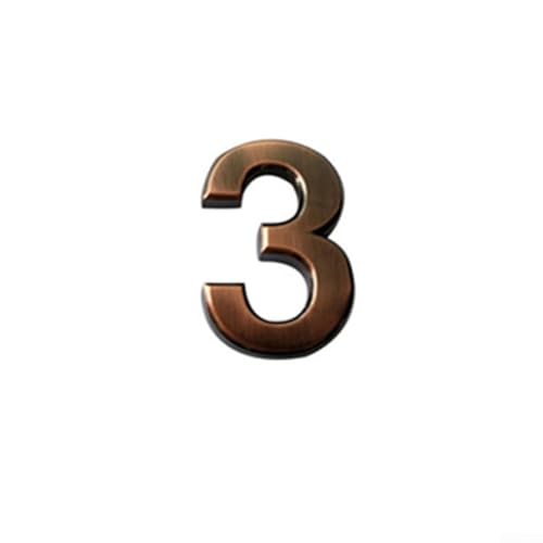 Linnkyfloa Glänzendes 3D-Hausnummern-Türschild für drinnen und draußen, Bronze-Finish, ABS-Harz, rostfrei, 50 x 35 x 6 mm, Adressschild für Zuhause, Wohnung, Hotel, Briefkasten, Büro (3) von Linnkyfloa