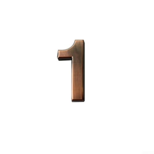 Linnkyfloa Glänzendes 3D-Hausnummernschild für den Innen- und Außenbereich, Bronze-Finish, ABS-Kunstharz, rostfrei, 50 x 35 x 6 mm, Adressschild für Zuhause, Wohnung, Hotel, Briefkasten, Büro (1) von Linnkyfloa