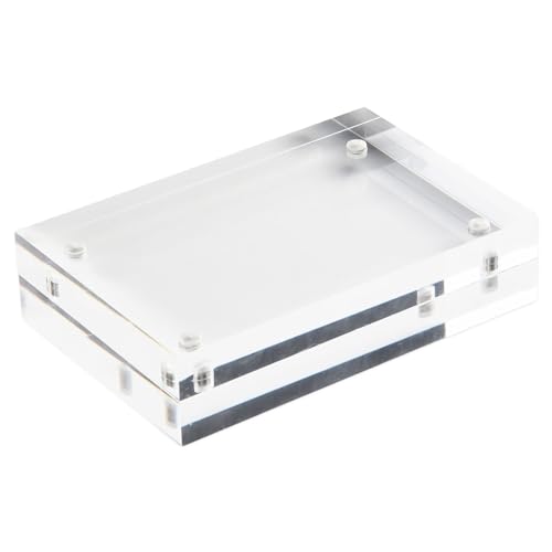 Linnkyfloa Magnetischer transparenter Acryl-Bilderrahmen, 10 + 10 mm Dicke, freistehender Desktop-Poster-Ständer mit vier sicheren Magneten, perfekt für Hoch- und Querformat (5,5 x 8,2 cm) von Linnkyfloa