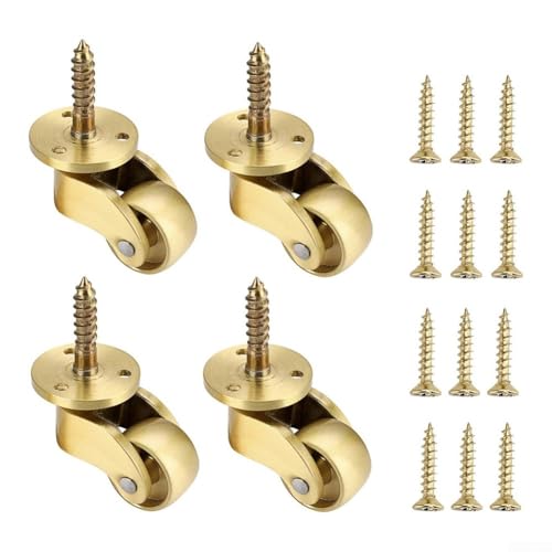 Linnkyfloa Möbelrollen aus Messing, 360° drehbar, robust, geräuschlos, für Sofa, Tisch, Stuhl, Schrank, mit Schrauben, 360 Grad Lenkrollen, 4 Stück Linnkyfloa Möbelrollen aus Messing, 360° drehbar, robust, geräuschlos, für Sofa, Tisch, Stuhl, Schrank, mit Schrauben, 360 Grad Lenkrollen, 4 Stück von Linnkyfloa