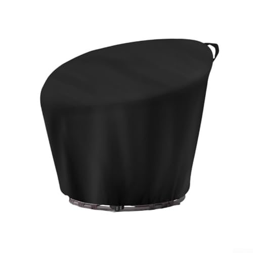 Linnkyfloa Outdoor-Stuhl-Abdeckung, wasserdicht, 210D-Oxford-Stoff, rund, Korbstuhl-Abdeckung mit Kordelzug, für Terrassen-Eierstühle, Korbuntertasse (schwarz, 132 x 51 x 89 cm) von Linnkyfloa