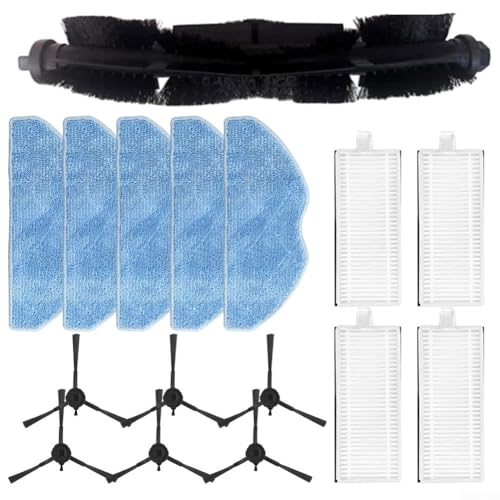 Linnkyfloa Roboterstaubsauger Ersatzteile Set inklusive Hauptbürste, Seitenbürsten, Filter und Wischtücher kompatibel mit Teppich- und Hartbodenreinigung von Linnkyfloa