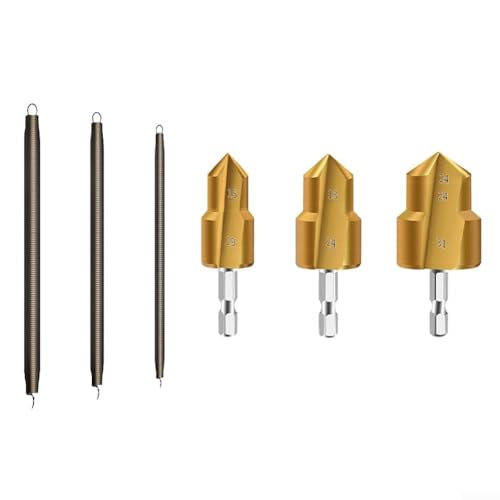 Linnkyfloa Rohrbiegefeder-Werkzeug-Set mit Stufenbohrern, 15–31 mm, Sechskantschaft, Wasserrohr-Expander für PVC-, PPR-Kunststoffrohre, 3-teilig von Linnkyfloa