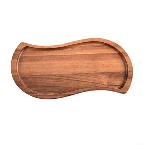 Linnkyfloa Serviertabletts aus Holz – S-förmiges Tablett mit schützendem Boden, rustikaler Küchen-Organizer für Dessert, Snacks, Brot, Obst, Vorspeisen (S) von Linnkyfloa