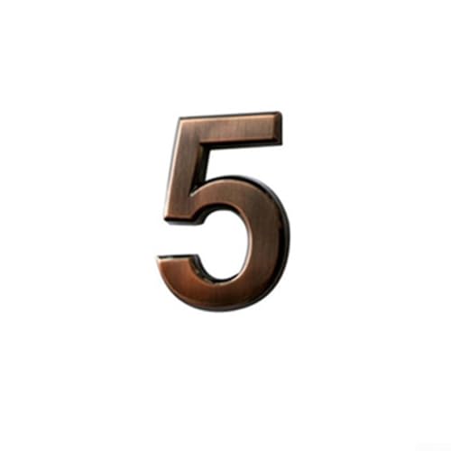 Linnkyfloa Türschild für den Innen- und Außenbereich, glänzend, 3D-Hausnummer, Bronze-Finish, ABS-Harz, rostfrei, 50 x 35 x 6 mm, Adressschild für Zuhause, Wohnung, Hotel, Briefkasten, Büro (5) von Linnkyfloa