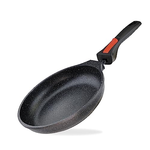 Linnuo Aluguss Pfanne 24 cm abnehmbarer Griff, Antihaft beschichtete Pfanne Induktion und alle Herden, dicker Boden, Pfanne ofenfest, Bratpfanne 24 cm hoher Rand | Frying Pan von Linnuo