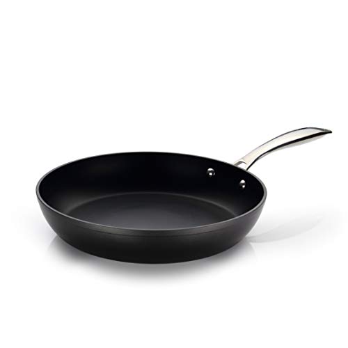 Linnuo Pfanne 28 cm, 3-lagig antihaft beschichtete Pfanne, Voll-Edelstahlboden, Pfanne Induktion supergut geeignet & für alle Herden, Eleganter Edelstahl Griff, Frying Pan, Bratpfanne 28 cm, schwarz von Linnuo