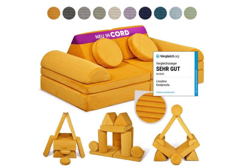 Linodino Kindersofa Spielsofa I Schaumstoff Stapelsteine für Kinder I Kindercouch, 3 Jahre Garantie von Linodino