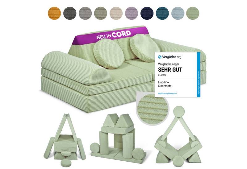 Linodino Kindersofa Spielsofa I Schaumstoff Stapelsteine für Kinder I Kindercouch, 3 Jahre Garantie von Linodino