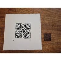 Morrocan Mosaic Linoldruck Limitiert Und Signiert Original Linolschnitt von Linolover