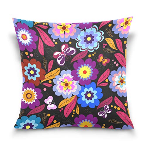 Linomo Kissenbezug 40x40 cm, Blumen Blume Schmetterling Dekorative Kissenbezug Kissenhülle für Couch Sofa Bett Hause von Linomo