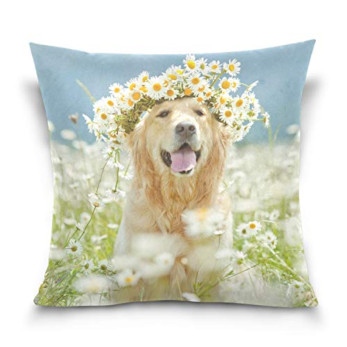 Linomo Kissenbezug 40x40 cm, Golden Retriever Dekorative Kissenbezug Kissenhülle für Couch Sofa Bett Hause von Linomo