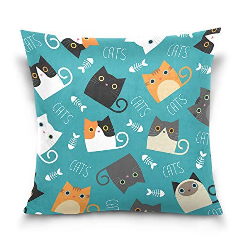 Linomo Kissenbezug 40x40 cm, Süß Katze Muster Dekorative Kissenbezug Kissenhülle für Couch Sofa Bett Hause von Linomo