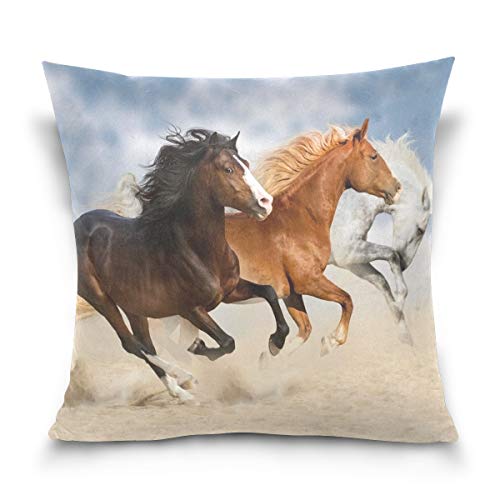 Linomo Kissenbezug 40x40 cm, Tier Pferd Laufen Dekorative Kissenbezug Kissenhülle für Couch Sofa Bett Hause von Linomo