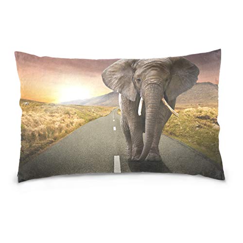 Linomo Kissenbezug 40x60 cm, Afrikanisch Tier Elefant Dekorative Kissenbezug Kissenhülle für Couch Sofa Bett Hause von Linomo