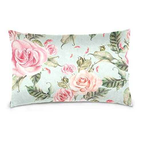 Linomo Kissenbezug 40x60 cm, Blumen Blume Rose Dekorative Kissenbezug Kissenhülle für Couch Sofa Bett Hause von Linomo