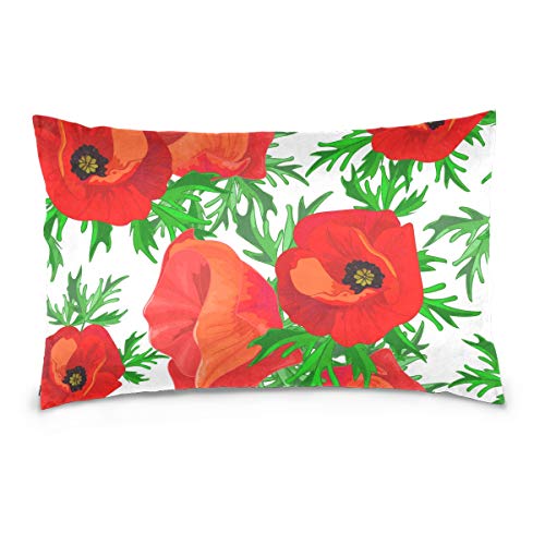 Linomo Kissenbezug 40x60 cm, Blumen Mohn Blume Dekorative Kissenbezug Kissenhülle für Couch Sofa Bett Hause von Linomo