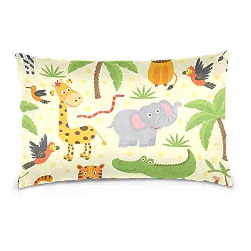 Linomo Kissenbezug 40x60 cm, Elefant Löwe Giraffe Tiger Dekorative Kissenbezug Kissenhülle für Couch Sofa Bett Hause von Linomo