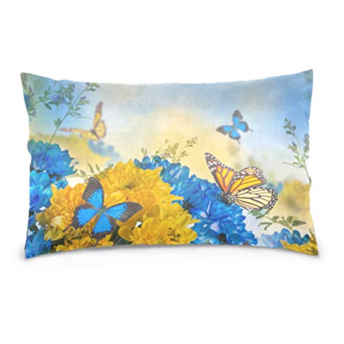 Linomo Kissenbezug 40x60 cm, Schmetterling Blumen Blume Dekorative Kissenbezug Kissenhülle für Couch Sofa Bett Hause von Linomo