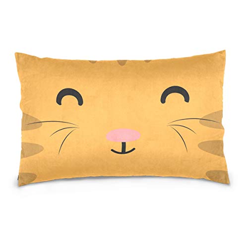 Linomo Kissenbezug 40x60 cm, Süß Katze Gesicht Dekorative Kissenbezug Kissenhülle für Couch Sofa Bett Hause von Linomo