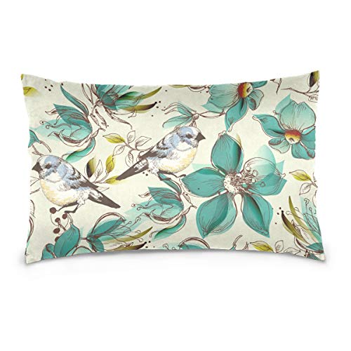 Linomo Kissenbezug 40x60 cm, Süß Vogel Blume Dekorative Kissenbezug Kissenhülle für Couch Sofa Bett Hause von Linomo
